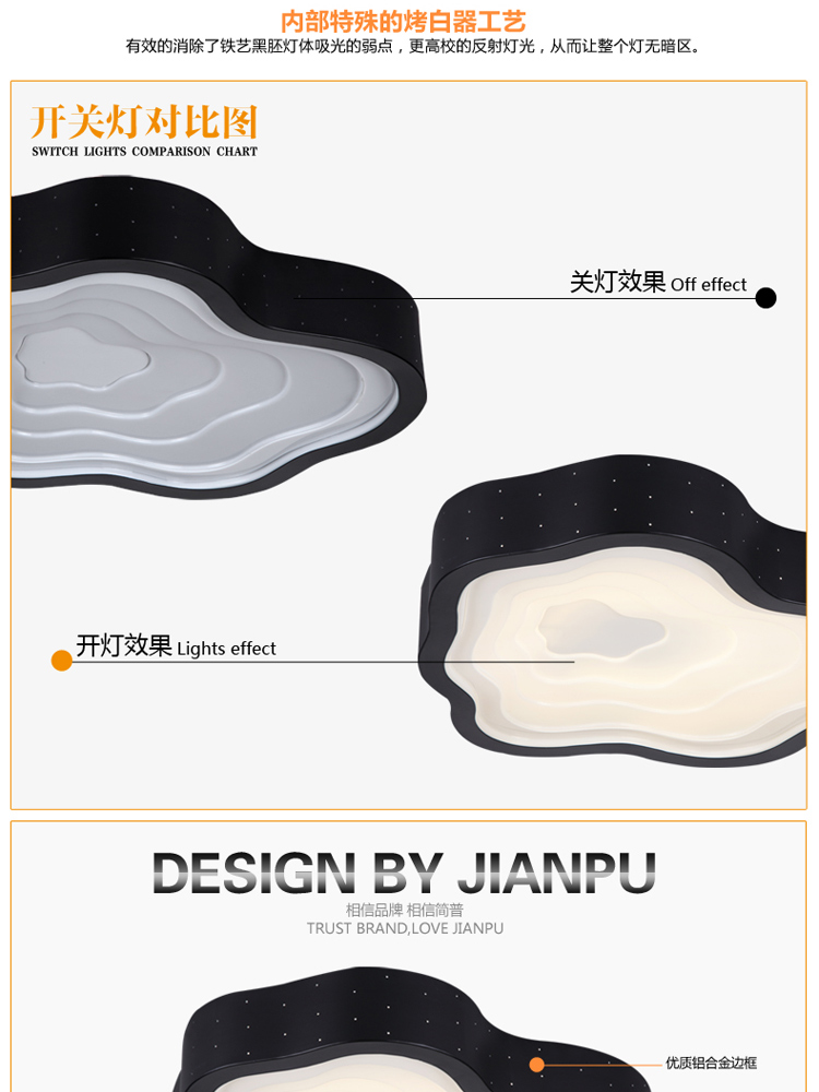 简普LED吸顶灯客厅卧室灯饰灯具Y8182 单头黑色 中号无极调光