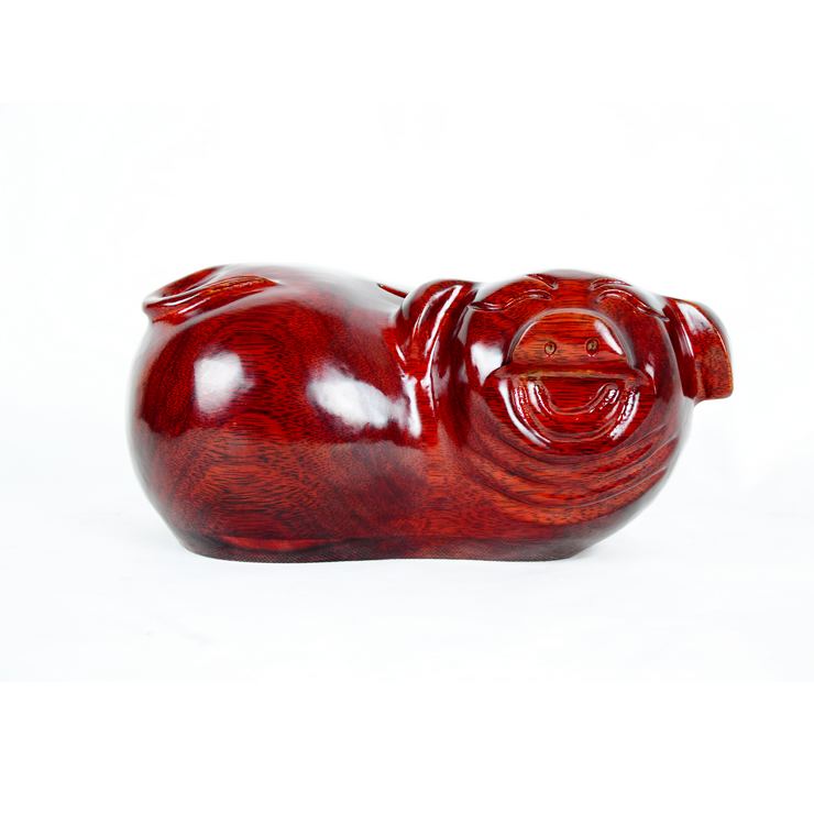 柳缘逸轩 铁梨木存钱罐福猪红木工艺品商务礼品 红色大号