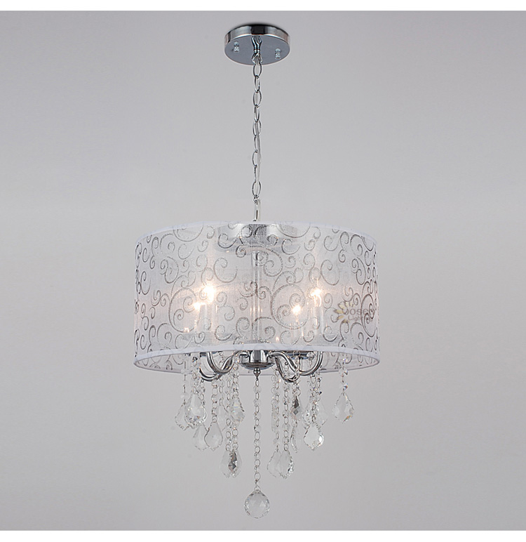 josen现代风格水晶吊灯布艺客厅灯卧室灯水晶灯白色 30240 白色 8头