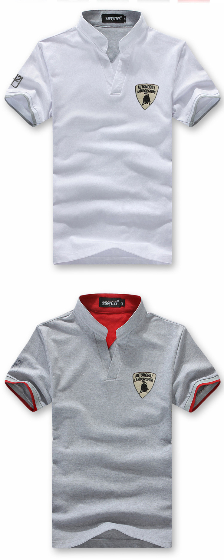 tz.mall 天咨 2013夏装新款 时尚休闲兰博基尼 v领polo衫 t53 黑色 xl