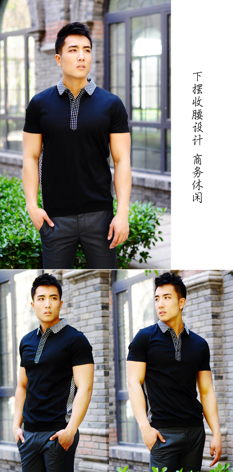 波士王子男装夏双丝光棉韩派时尚休闲翻领polo衫男短袖bw012008 白色