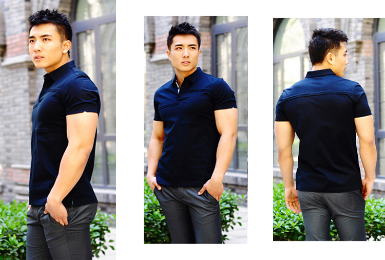 波士王子男装夏拼接双丝光棉修身韩派时尚休闲polo衫男短袖 bw011017