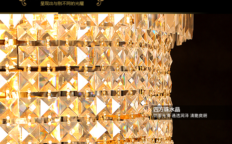 艾斯尼水晶灯大吊灯酒店工程金色欧式别墅客厅灯大堂吊灯饰灯具复式楼梯灯水晶吊灯长吊灯9703 直径60*200cm