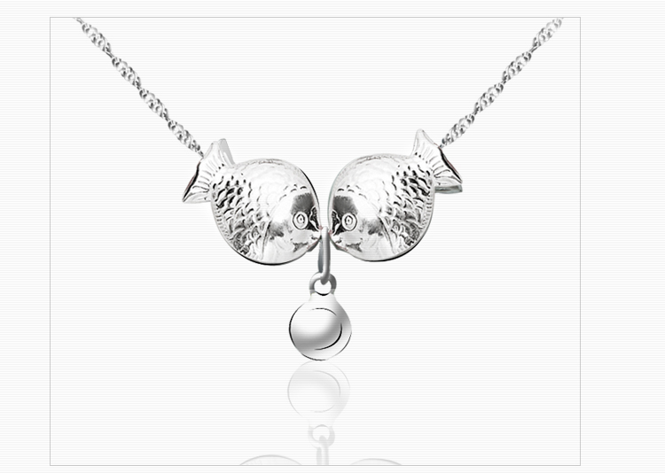 joyshine 925纯银 亲嘴鱼项链 双鱼吊坠女 生日送礼礼物