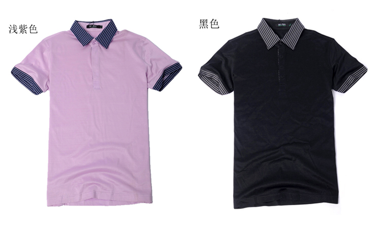波士王子男装夏长绒棉韩派时尚商务超薄透气易干翻领polo衫男短袖bw01