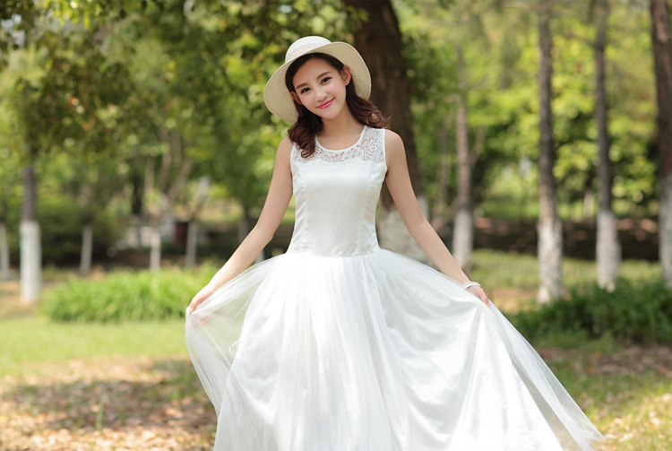 衣百汇2014春夏装上新新娘伴娘裙女裙蕾丝连衣裙y30056 白色 l