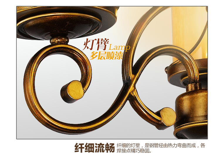 复古怀旧风欧式吊灯古铜色客厅灯餐厅灯铁艺家用灯具 GD02U-6