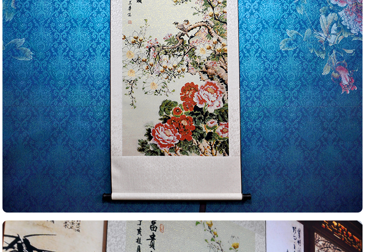 墨晟轩 富贵白头图 金丝织锦画 刺绣 送老外 外宾 商务外事礼品 礼物