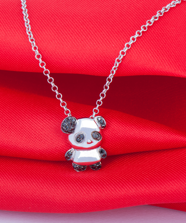 【帝雅芙德】18k金8分钻石熊猫吊坠 你是我的宝 生日礼物 (送925银