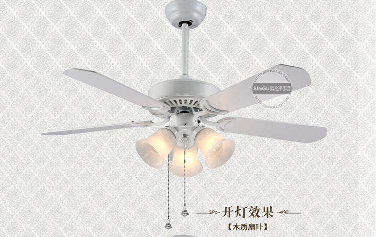 
                                        SINGU昇谷 欧式复古吊扇灯 客厅餐厅风扇灯 卧室书房带灯吊扇 风扇吊灯SG831-3 42英寸遥控款                