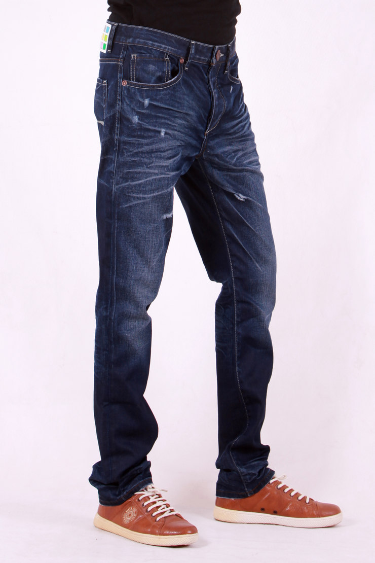 爱奇酷奇ati-koti 新款男中低腰重水洗小脚口牛仔裤 深牛仔蓝 am58610