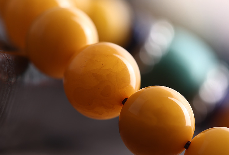 如意藏 极品高密度鹅黄料蜜蜡手手链 10-10.5mm念珠手串 l2