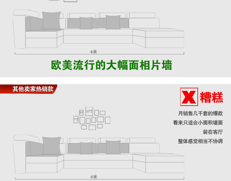 百易尚品进口实木高端照片墙 创意欧式相片墙 相框墙组合 21框 白色套装不含画芯