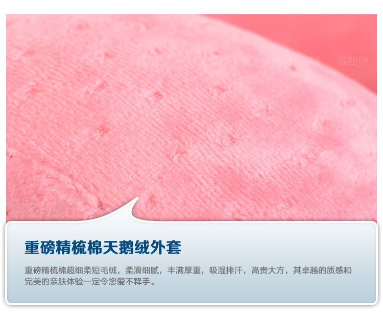 美国Ediber艾蒂宝温度感应太空记忆棉抱枕靠垫办公室美臀塑臀翘臀慢回弹坐垫 天鹅绒(质感蓝) L标准款