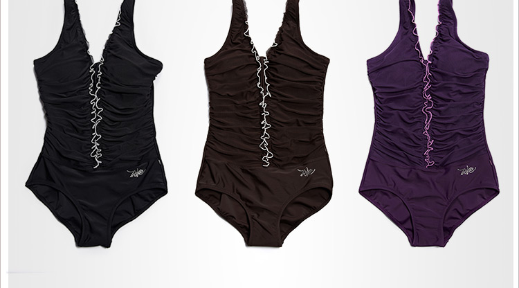 zoke洲克泳衣女士连体三角修身显瘦泳装111601101 印花/黑色 m