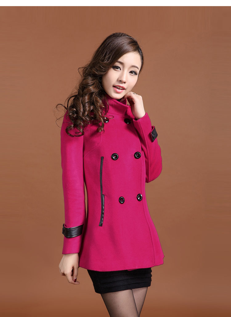 2013可路莎 冬装新款女式 风衣 军装风呢子大衣 中长款呢子外套 黄色