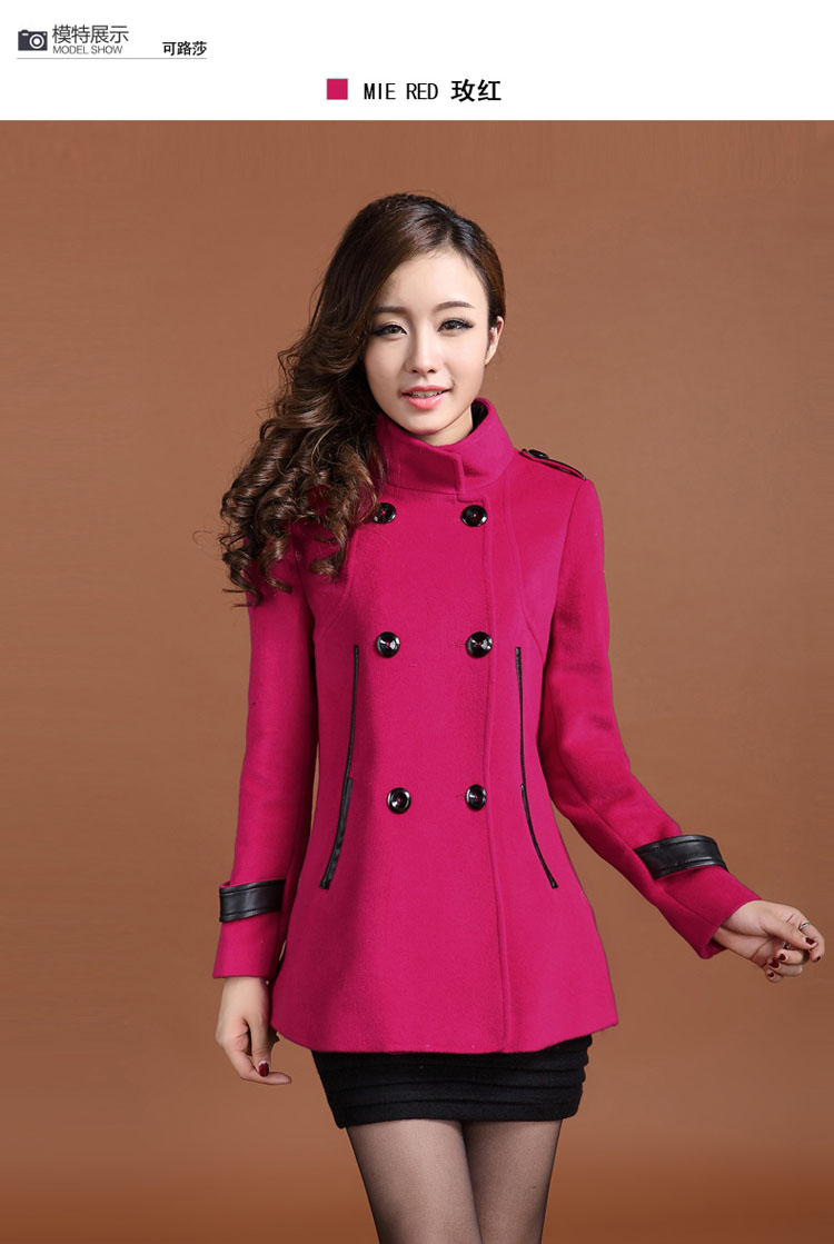 2013可路莎 冬装新款女式 风衣 军装风呢子大衣 中长款呢子外套 黄色