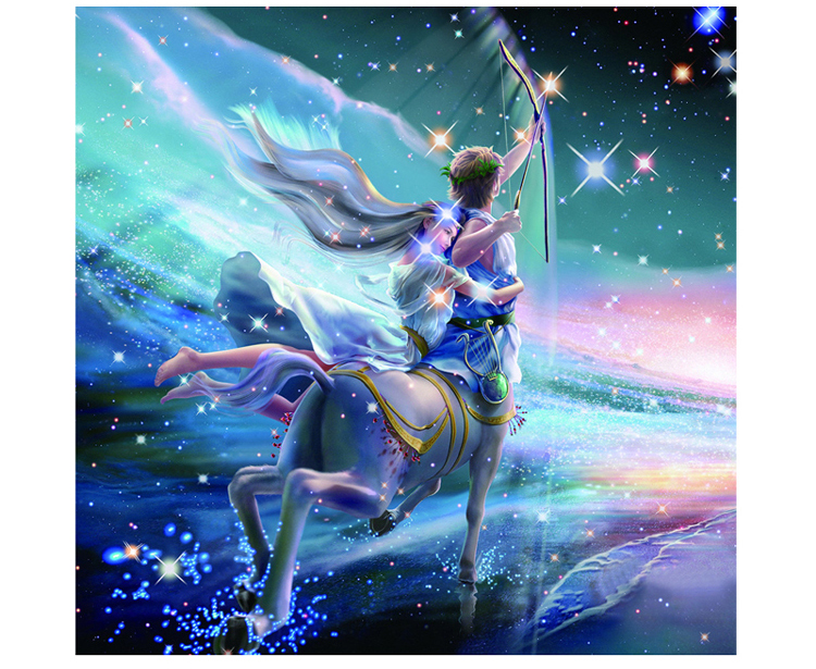 齐泉黄金 3d硬千足金 十二星座射手座黄金吊坠约1.8g