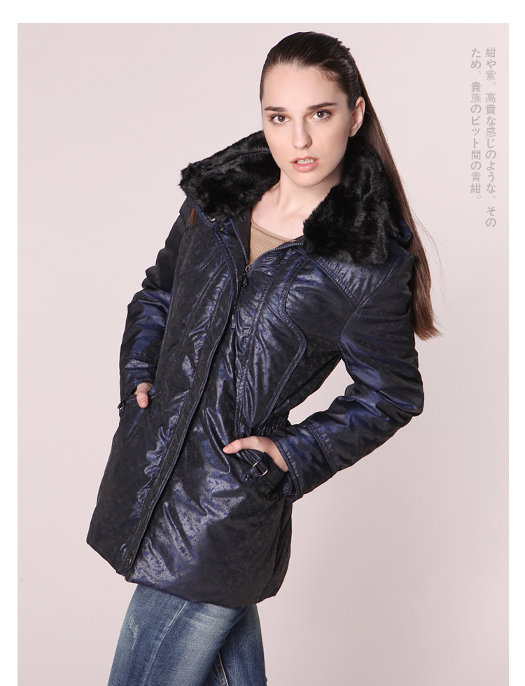 太阳谷 2013新款羽绒服 中长款修身毛领气质外套 女装 鸭绒羽绒服 a