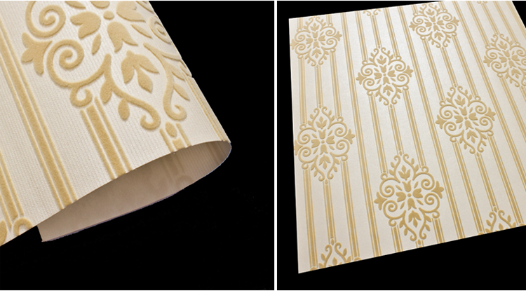 无纺布欧式壁纸植绒面墙纸 卧室客厅电视背景墙壁纸别墅 米灰色 米