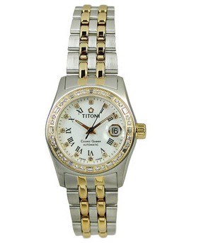 情人节礼物!梅花 titoni 宇宙系列机械女表 728sy-db-019 全国联保