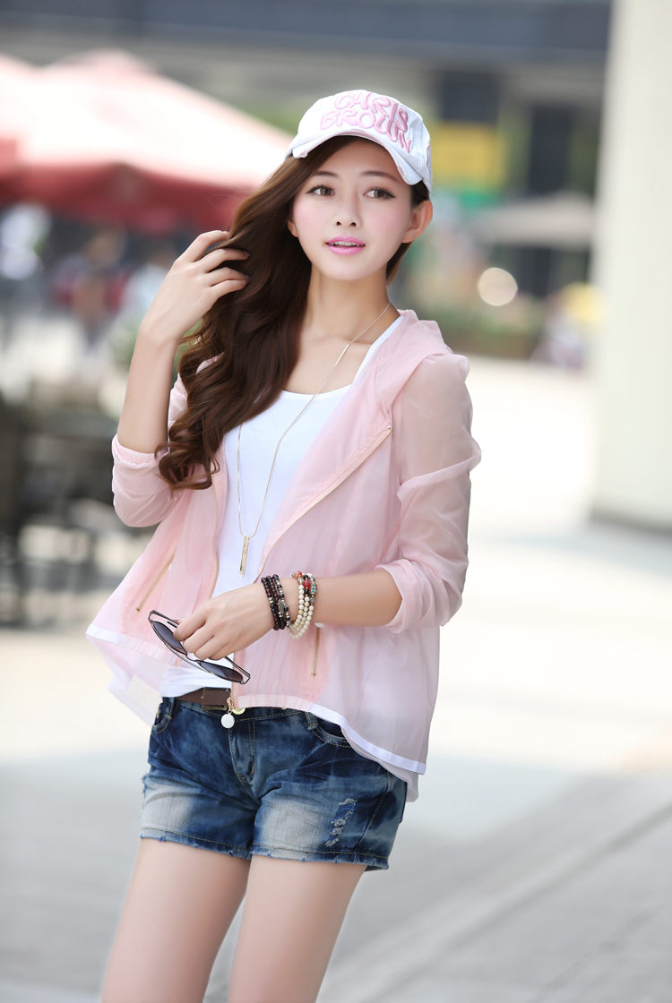 mineeor2014春夏季女装空调服荧光色女士防晒衣超薄透气短外套上衣