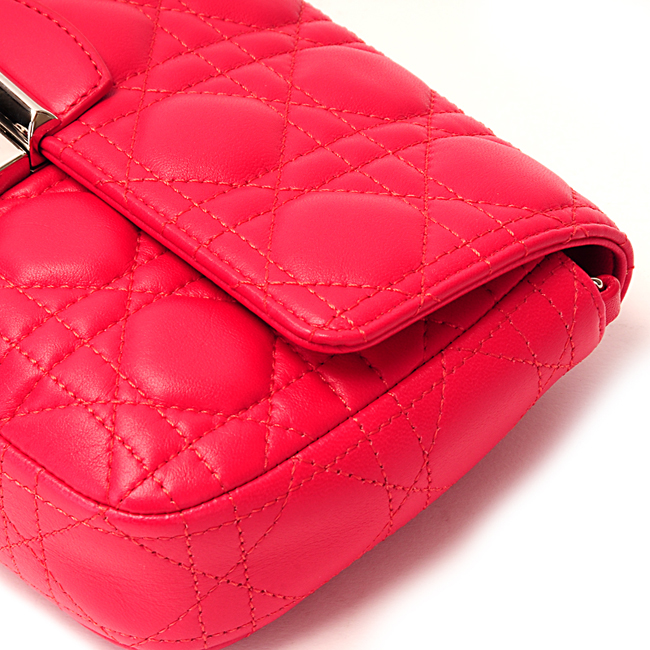 dior 迪奥 miss dior pochette 树莓红小羊皮银链手拿单肩包