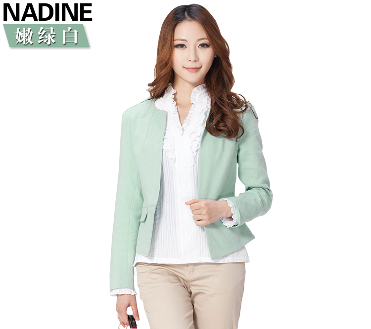 
                                        Nadine小外套女秋季韩版小西装大码修身显瘦OL职业装女 咖啡白 M                