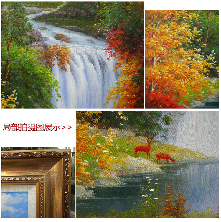 
                                        煌巢尚品风景油画玄关过道竖装饰画手绘古典山水景壁画欧式客厅风水财源广进挂画家居软装饰品 财源广进A 订制带框长90x高150cm                