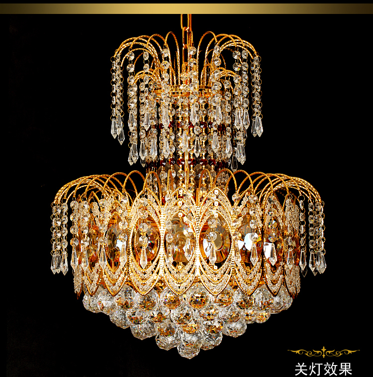 艾斯尼灯饰LED吊灯客厅灯金色水晶餐厅灯卧室灯餐吊灯过道灯具饭厅欧式大厅中式简欧9851 直径48cm不带光源