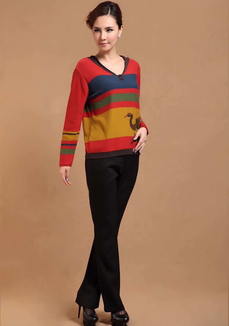 xuejun雪君 2013秋季新款中老年妈妈装时尚印花外套宽松女装针织衫