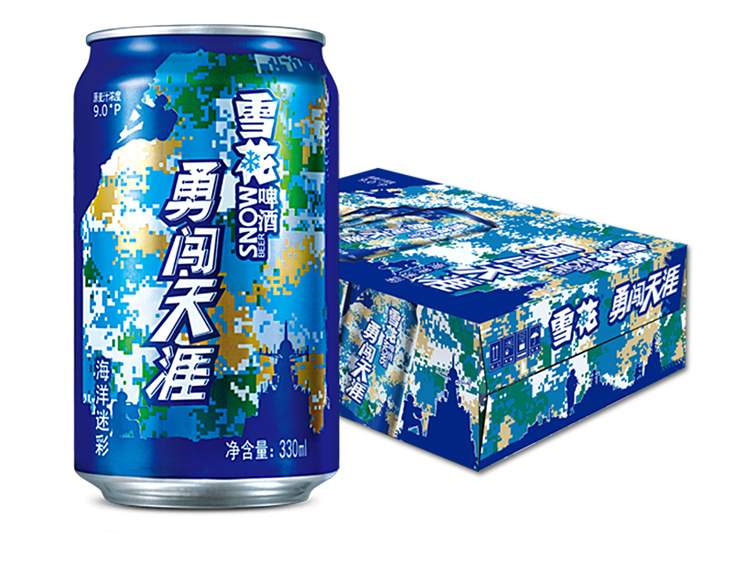 雪花啤酒海洋迷彩9度330ml*24听 纸箱装