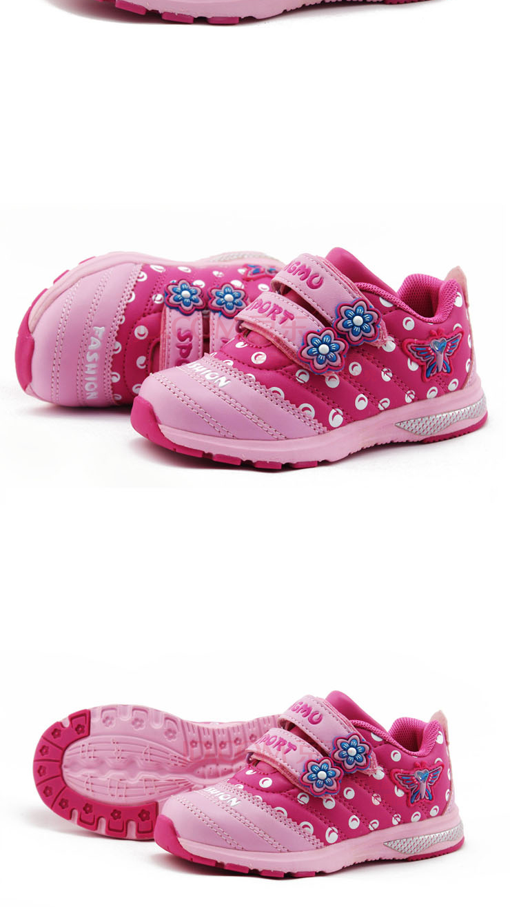 阿童木童鞋(aronc mu)公主鞋蝴蝶花样女童鞋可爱卡通a2127 粉红/雪青