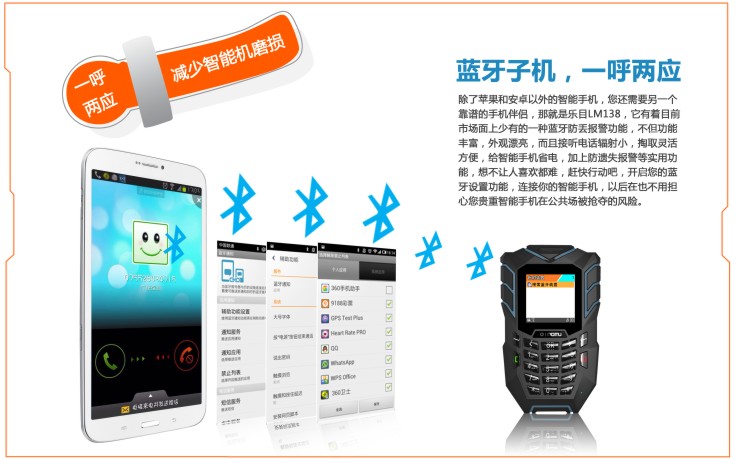 乐目（OINOM）LM138 移动联通2G迷你三防手机 蓝+黄