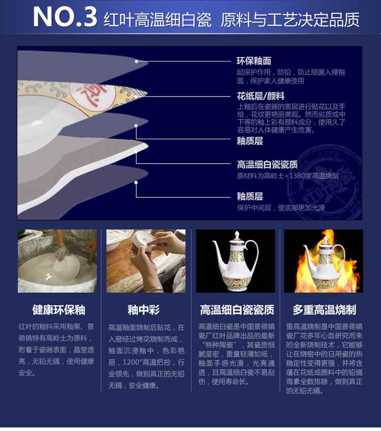 红叶景德镇中式陶瓷白瓷酒杯酒壶酒具套装 吉祥如意 11头