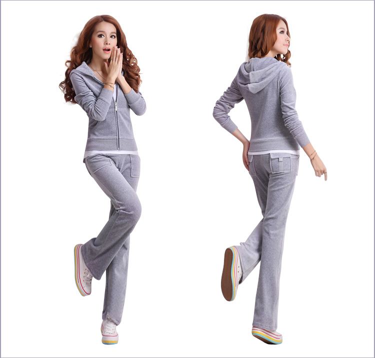 LA洛安尼 秋冬季新款卫衣天鹅绒金丝绒韩版休闲瑜珈运动服套装女胖mm大码女904 特惠 炭灰色 XXXL