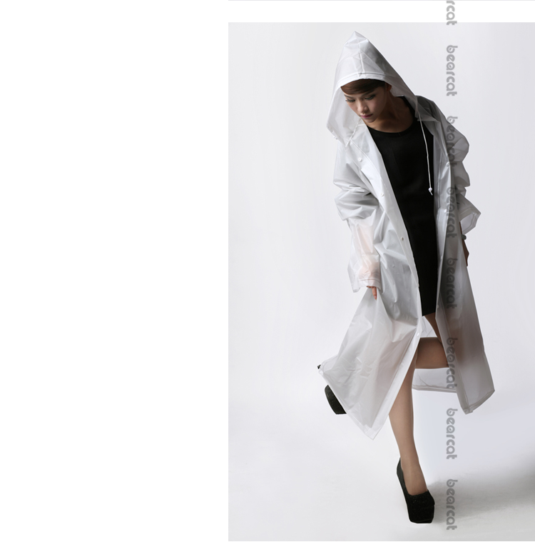 bearcat EVA半透明磨砂感户外雨衣 男女士情侣长款时尚雨衣雨披 儿童雨衣 1100 儿童绿色-带书包位 L