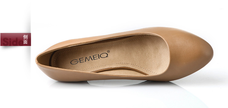 gemeiq戈美其专柜正品 浅口鞋 中跟女鞋 职业鞋单鞋121139 杏色 39