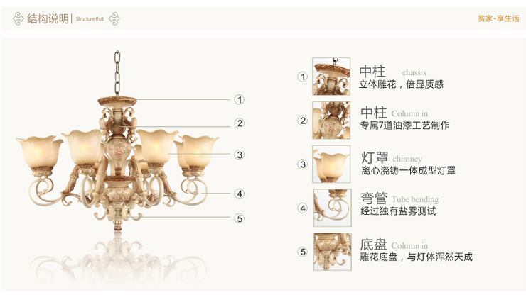 艾登灯饰 欧式吊灯 客厅吊灯餐吊灯 欧式田园吊灯欧式餐厅灯L1026 8头 配5瓦暖光LED球泡