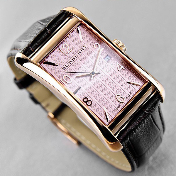 burberry巴宝莉手表 复古休闲方形棕色皮带男士手表 bu3000