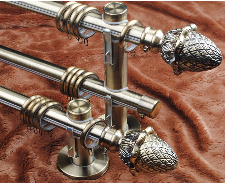 致尚28mm凤梨头窗帘轨道罗马杆双杆 bf28003s 双层窗帘杆 含头总长 青