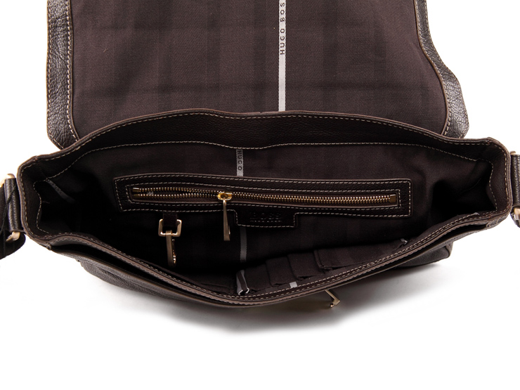 hugo boss 雨果波士 男士黑色皮斜挎包 2778-001