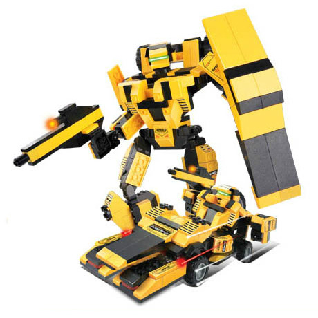 正品小鲁班积木0256 乐高式拼装益智玩具 变形金刚 机器人 大黄蜂