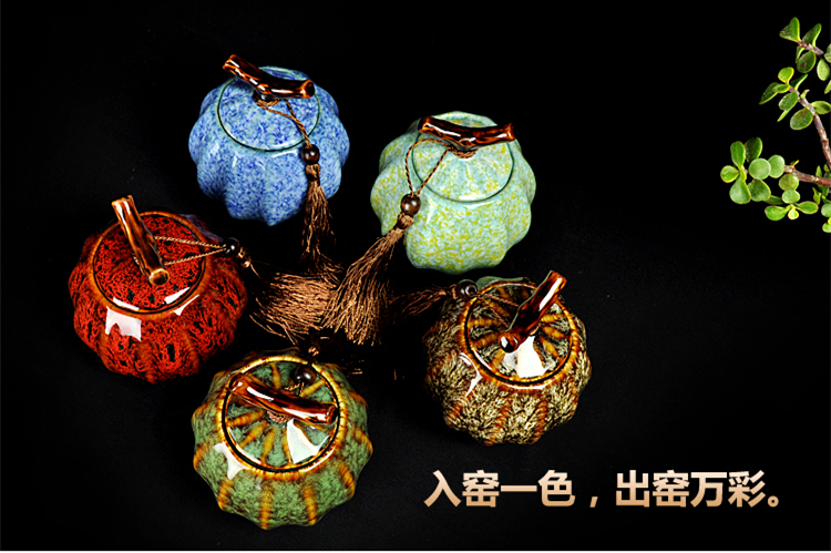 唐丰茶具 普洱茶叶罐小号 密封罐瓷器 TF-642 瓣形-仙鹤