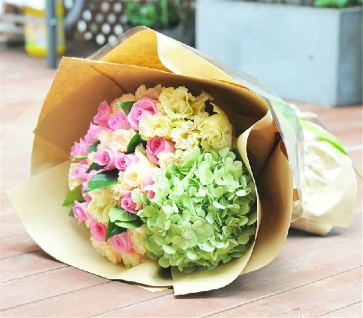 爱的印记 鲜花速递 粉玫瑰绣球混搭鲜花