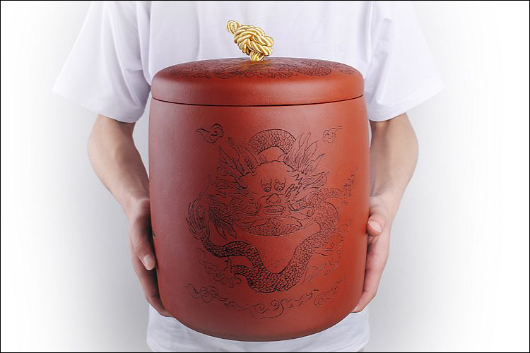嘉斯佰特宜兴紫砂普洱茶叶罐大号手工茶罐陶瓷密封罐茶缸七饼大号
