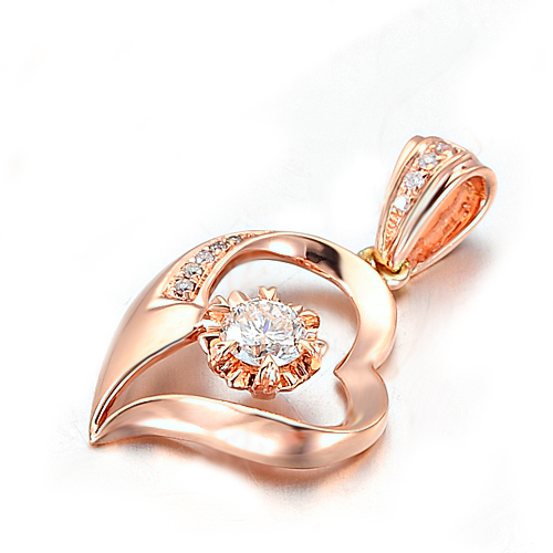 金之钻珠宝 18k玫瑰金钻石吊坠 女人心 bp022