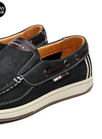 公羊beck 新款生活休闲男鞋 时尚简约真皮单鞋 鞋子男 81261 不系带