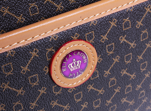 eliza crown 皇冠啡色高级pvc配牛皮箱包5e068-18