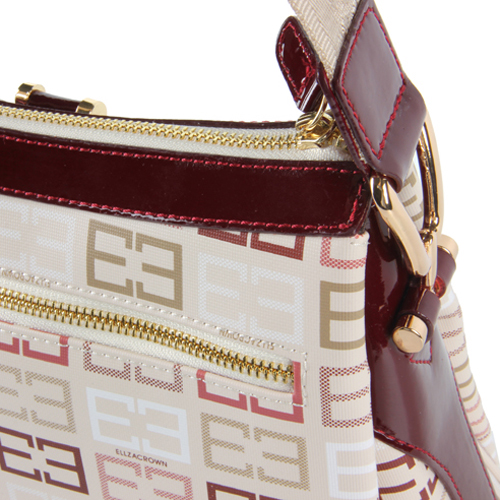 eliza crown 皇冠杏色pvc配牛皮女包5h3024